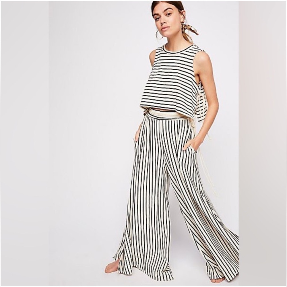 FREE PEOPLE BEACH Sunnydaze striped pants coord set Sz Small